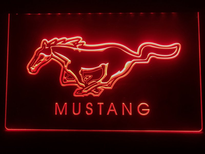Neon 3D LED Leucht-Schild Ford Mustang, Leuchtreklame